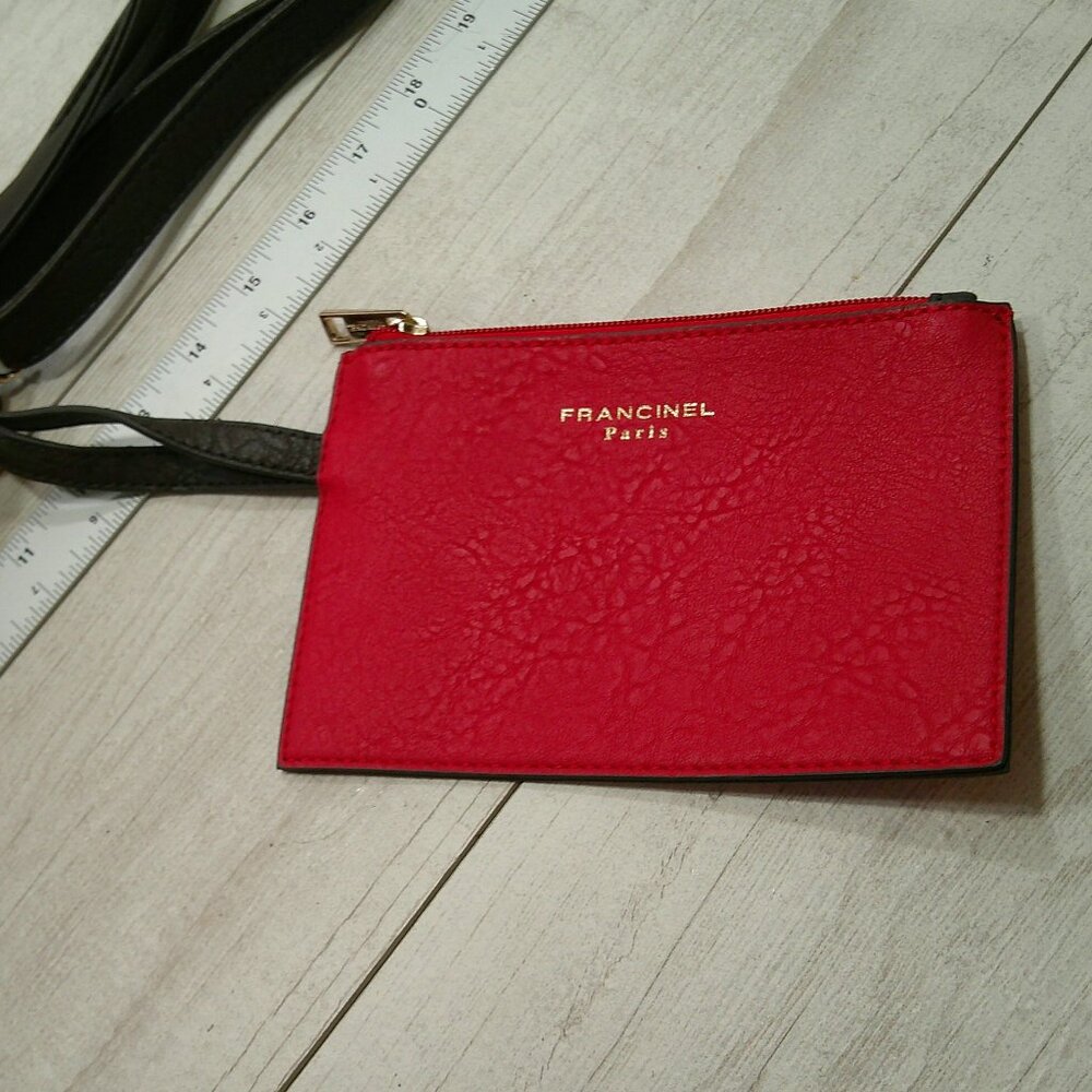 Francinel Paris Cherry Red & Brown Leather Satchel Purse | Pocketbook New w/tags - Picture 11 of 15